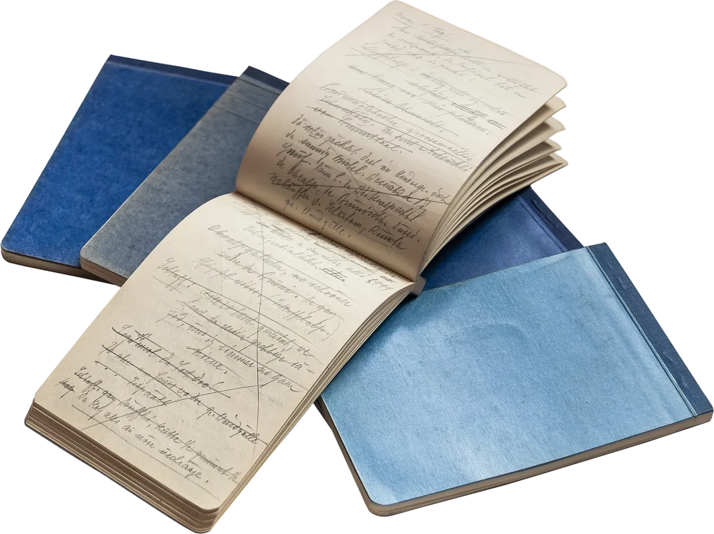 Die blauen Notizbücher des Schriftstellers Albert Bächtold